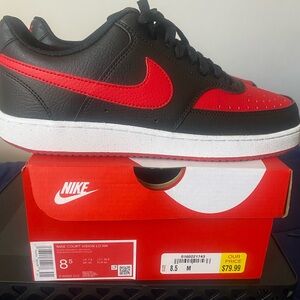 Nike Men's Court Vision Lo NN- Black and Red Sneakers
